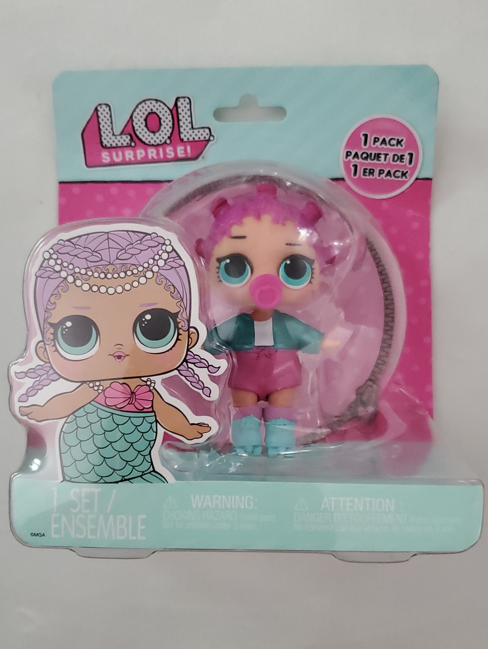 L.O.L. Surprise! Pink Teal Purple Mini Doll with Pacifier